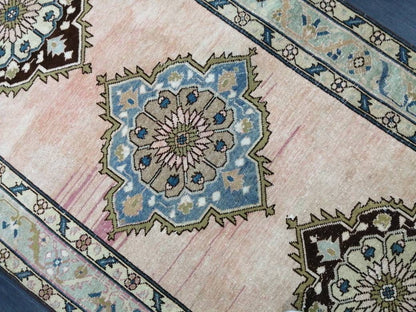 Muted Wool Runner Rug  Muted 4.6 x 9.5 Oushak Runner Rug Turkish Runner Rug Vintage Runner Rug Hallway Runner Rug Wool Kitchen Runner Rug