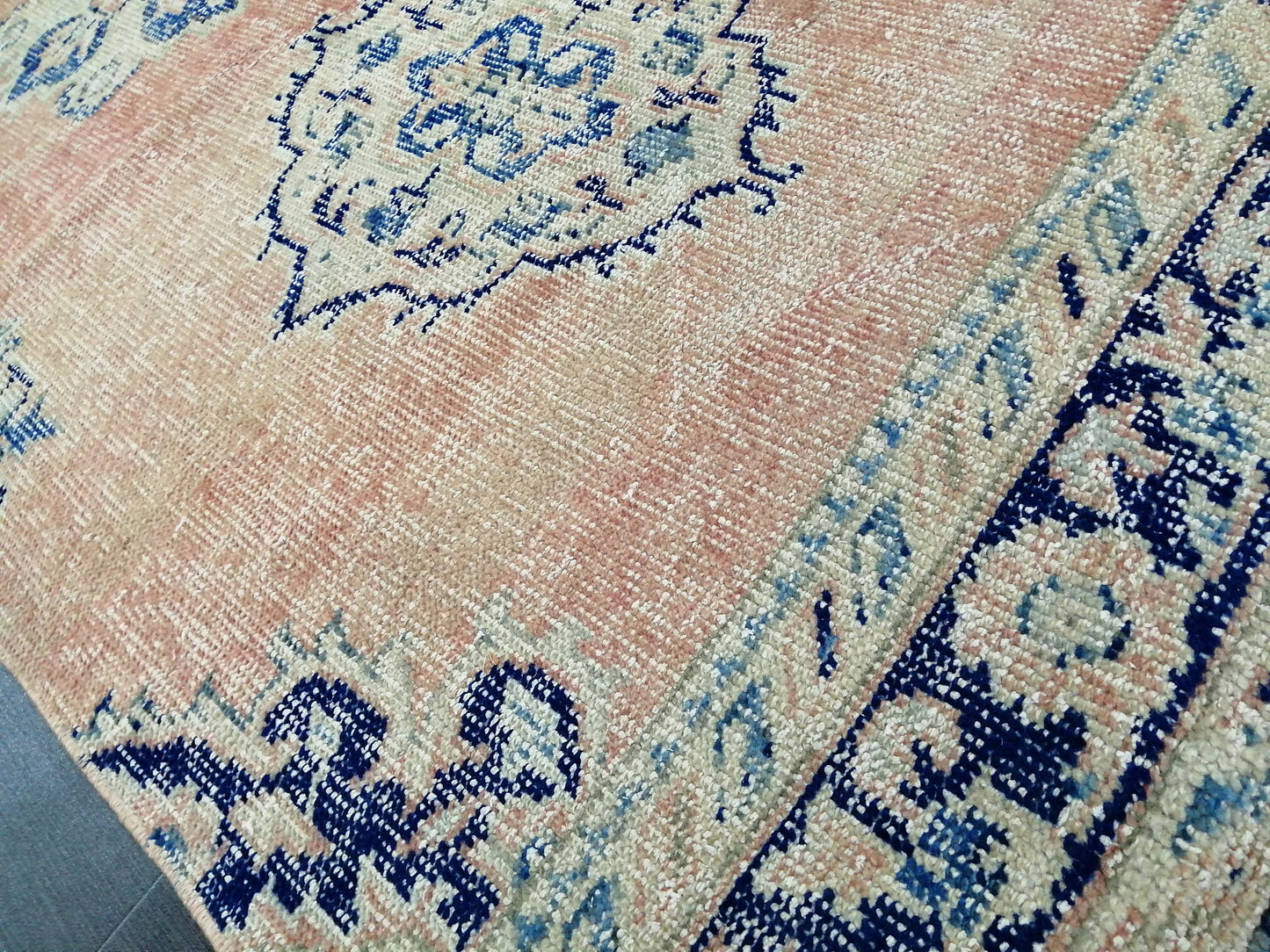 Distressed Oushak Runner Rug 12 x 3.4 Turkish Runner Rug Vintage Runner Rug Hallway Runner Rug Kitchen Runner Rug Wool Runner