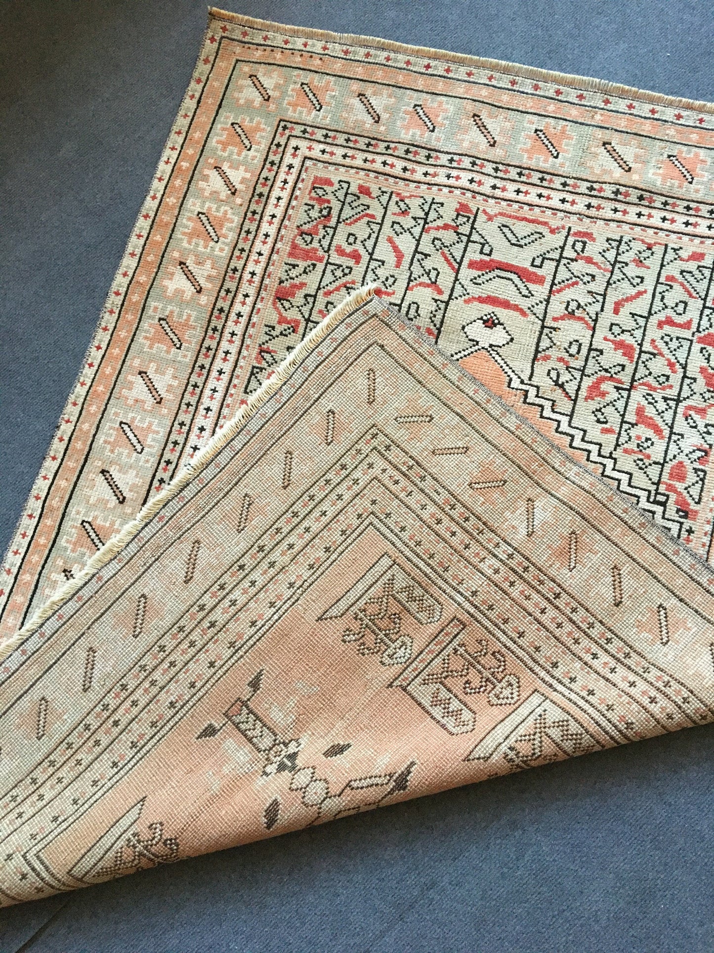 3x5 feet natural turkish living room floor rug, handmade vintage area large rug, hallway middle wide rug, oushak etnique style bedroom rugs