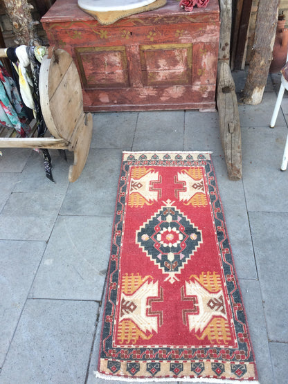 Mini Rug SMALL AREA TURKISH Rug , bohemian rug, hand made rug,oushak rug Vintage Rug