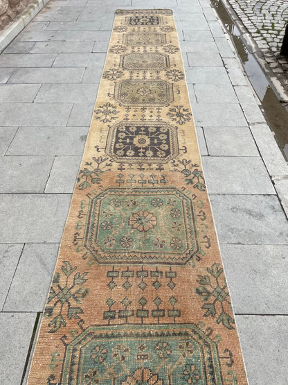 Staircase Runner Rug 2.3 x 26 ft Extra Long TURKISH Runner Rug Vintage Runner Rug Distressed Runner Rug  Runner Hand Knotted Runner