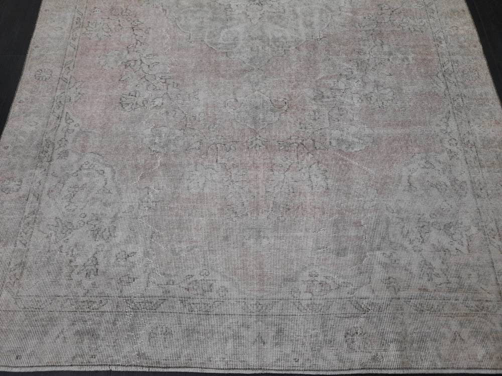 WOOL Distressed RUG 6.5 x 10 Turkish Oushak Rug Large Vintage Rug Tint of Pink Vintage Hand Made Persian Rug Muted Vintage Turkish Rug 7x10