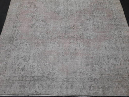 WOOL Distressed RUG 6.5 x 10 Turkish Oushak Rug Large Vintage Rug Tint of Pink Vintage Hand Made Persian Rug Muted Vintage Turkish Rug 7x10