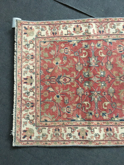 2.6x6.7 feet handmade floral living room area runner, vintage red retro kitchen runner, persian design long runner rug, old wool blue runner