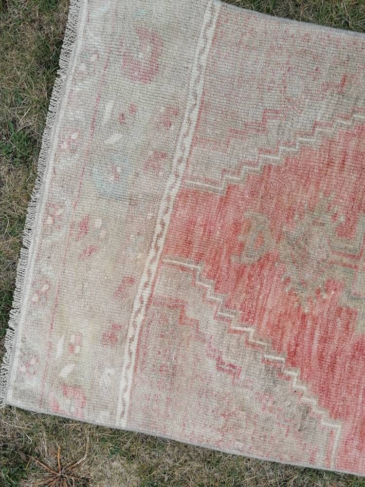 Oushak turkish runner rug, vintage wool runner 2'7x10'4 hallway handmade runner, kitchen runner, bohemian rug