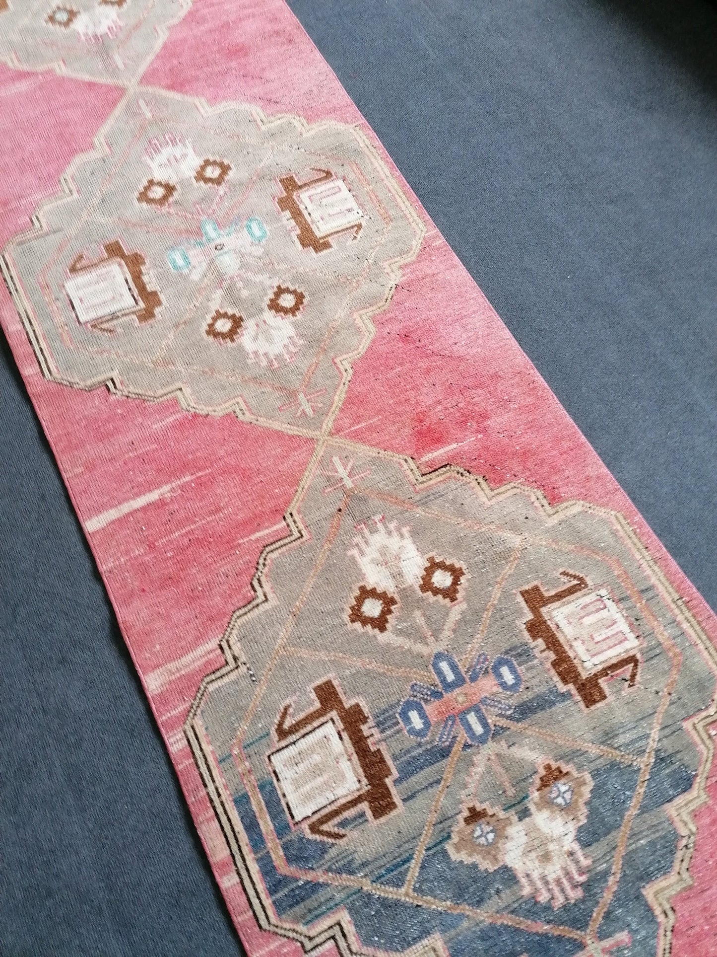 Pink runner rug 2'10x10'2 turkish vintage runner rug, hallway runner rug,kitchen runner rug