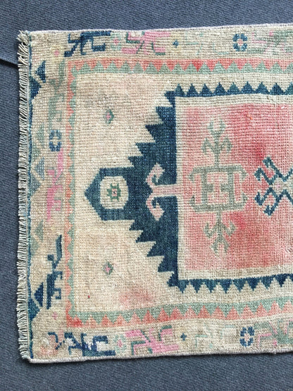 2x3 feet handmade mini rug, vintage red kitchen mini rug, turkish small rug, wool kids room rug, oushak small blue rug, bohemian design rugs