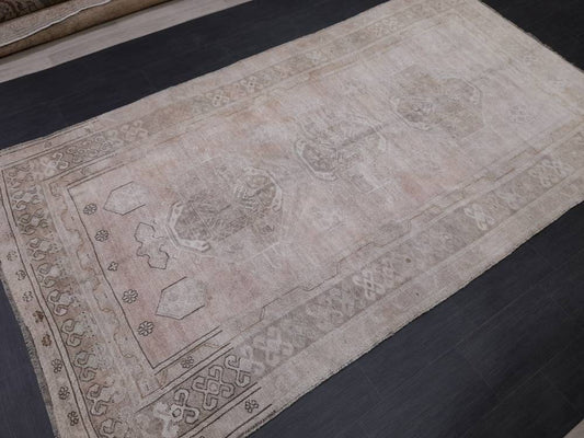 Muted Vintage Oriental RUG Persian Rug Muted Vintage Rug Vintage 5.8 x 10.5 Rug Neutral Oushak Rug Hand Made Rugs Vintage 6x10 Turkish Rug