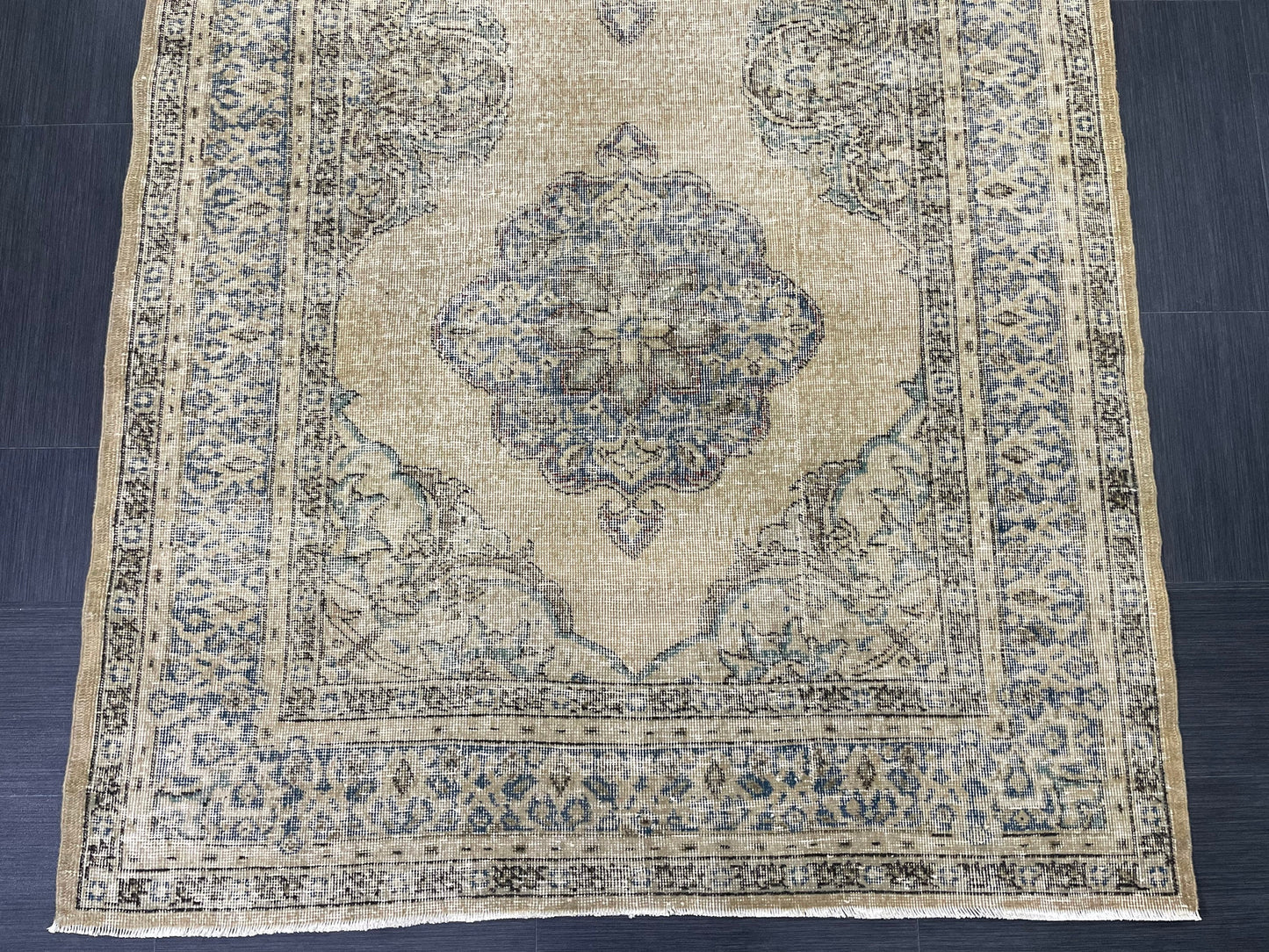 Wool Hand Knotted Rug Vintage 4.8 x 13 Runner Oushak Runner Rug Turkish Runner Rug Vintage Runner Rug Star Kitchen Runner Natural Wool