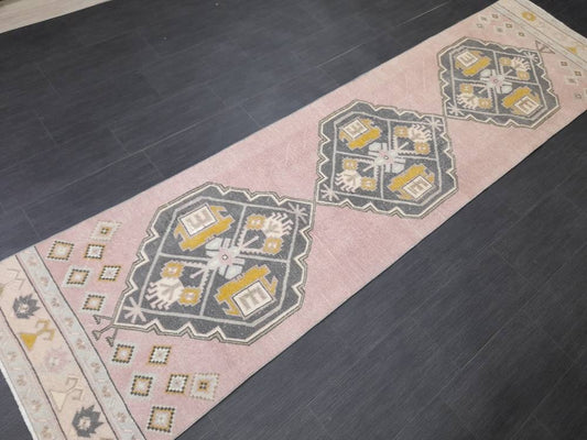 Vintage Hallwa Runner Rug Turkish Runner Rug 2.8 x 10.7 Vintage Runner Rug Oushak Runner Rug Kitchen Runner Wool Runner Rug Wool Rug