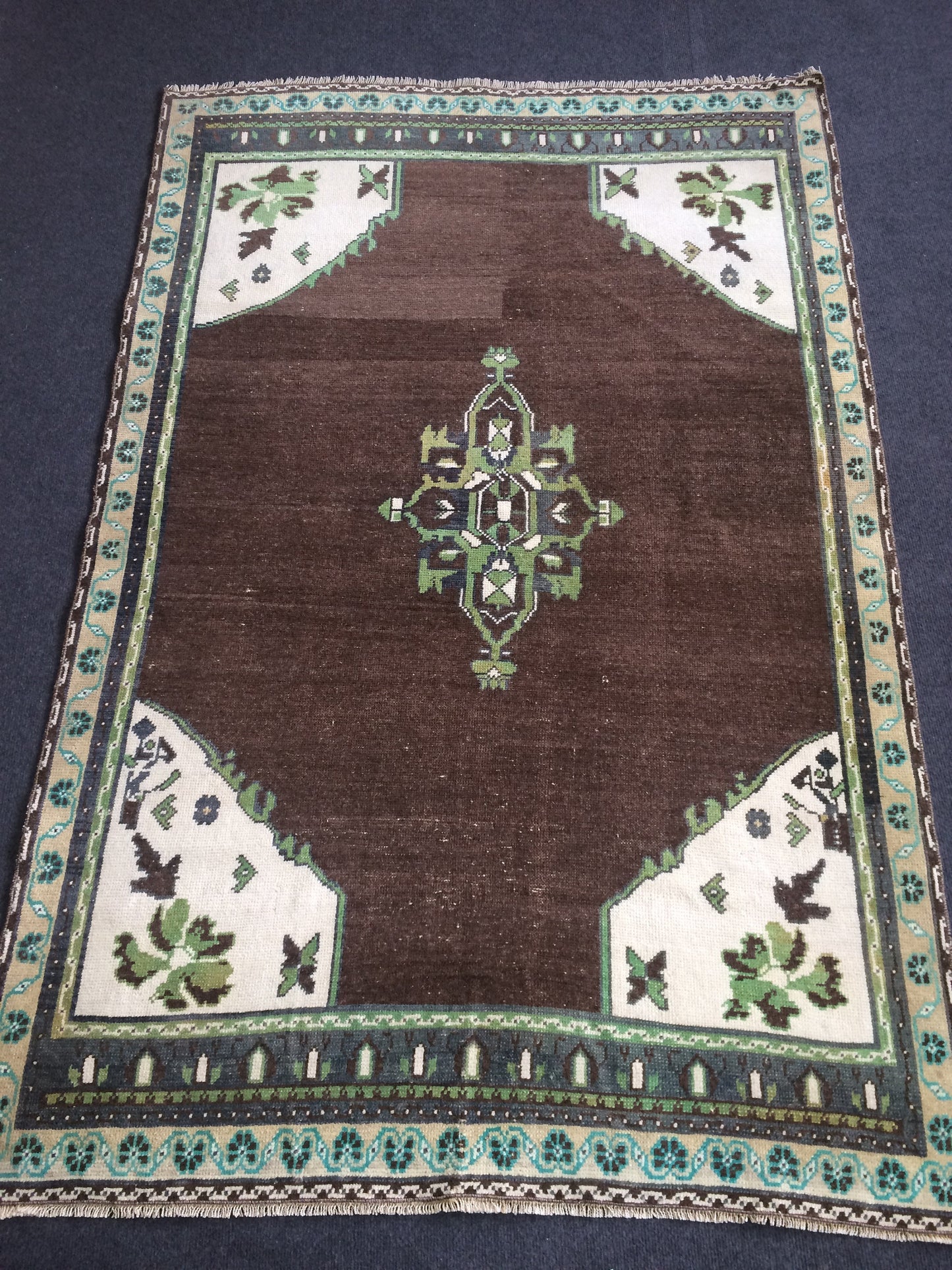 6 x 4 OUSHAK RUG TURKISH Oushak Rug Vintage Rug Oushak Runner Rug Vintage Runner Rug Wool Oushak Rug Hand Made Rugs Vintage Turkish Rug