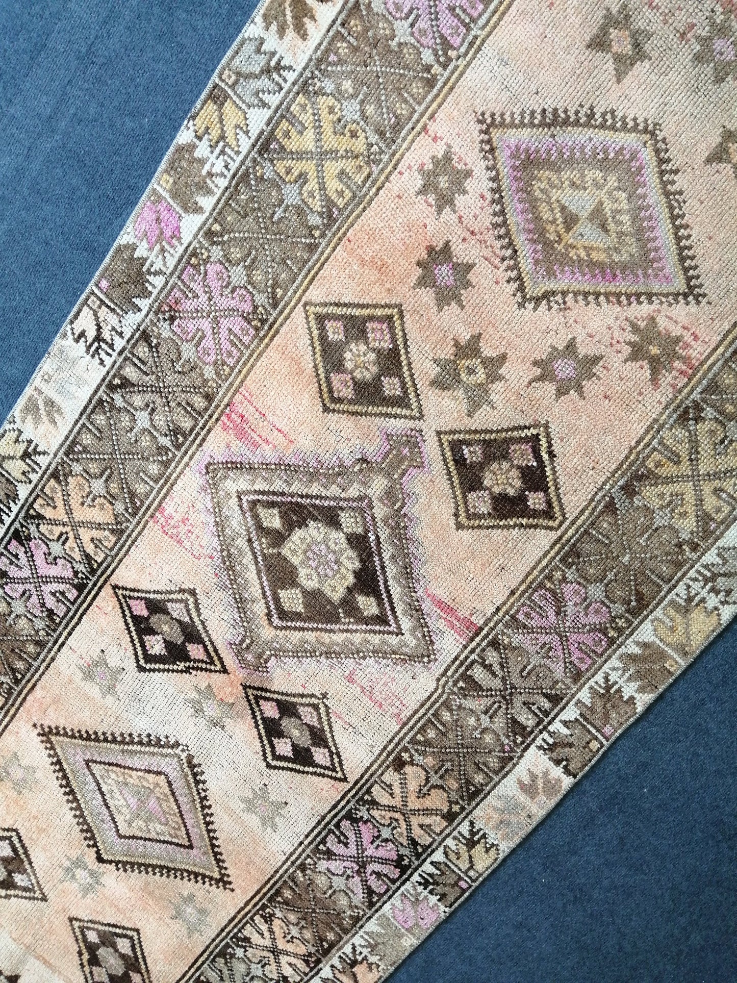 Oushak Runner Rug Turkish 3.4 x 11  Runner Rug Vintage Runner Rug Hallway Runner Rug Kitchen Runner Rug Wool Runner Rug Wool Oushak Rug