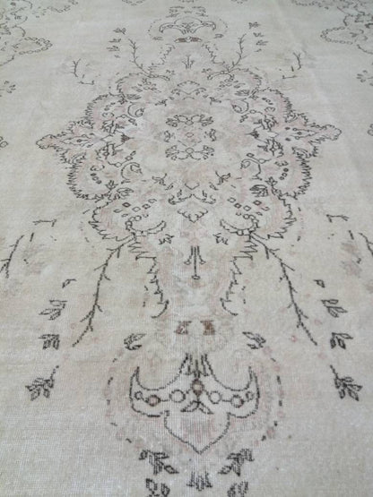 Muted Persian RUG Neutral Vintage Oushak Rug Large Vintage Rug Wool Oushak Rug Hand Made Rugs Vintage Turkish Rug Neutral Rug