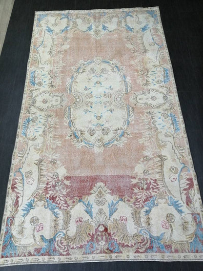 Persian RUG Neutral Vintage Oushak Rug Large 5.8 x 10.3 Vintage Rug Wool Oushak Rug Hand Made Rugs Vintage Turkish Rug Neutral Rug 6x10 rug