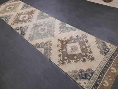 Distressed Runner Rug 2.8 x 12.3  Vintage Turkish Runner Rug Vintage Runner Rug Hallway Runner Rug Kitchen Runner Rug Wool Runner Rug