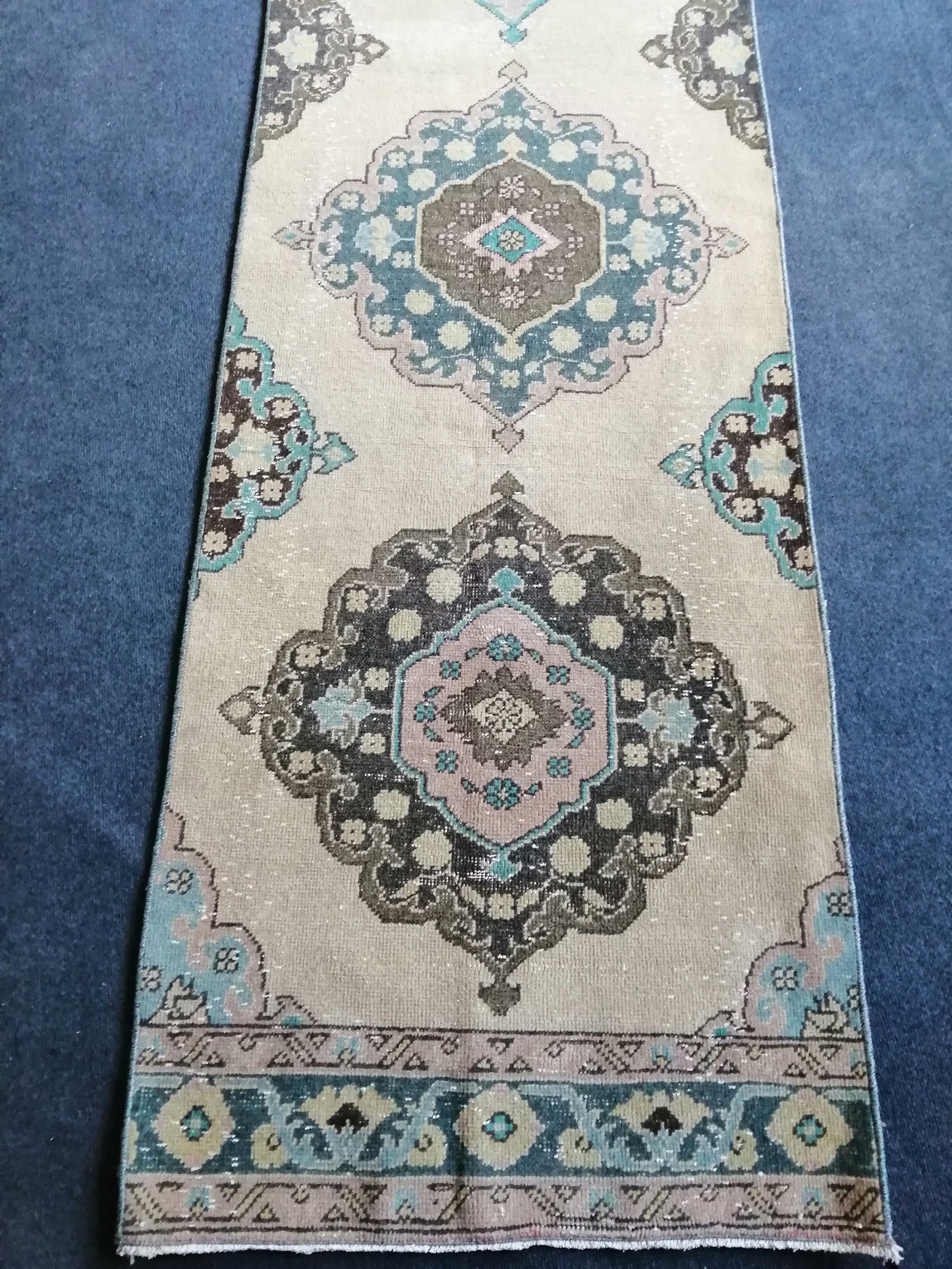 2.6 x 12.9Turkish Runner Oushak Runner Rug Rug Vintage Runner Rug Hallway Runner Rug Kitchen Runner Rug Wool Runner Rug