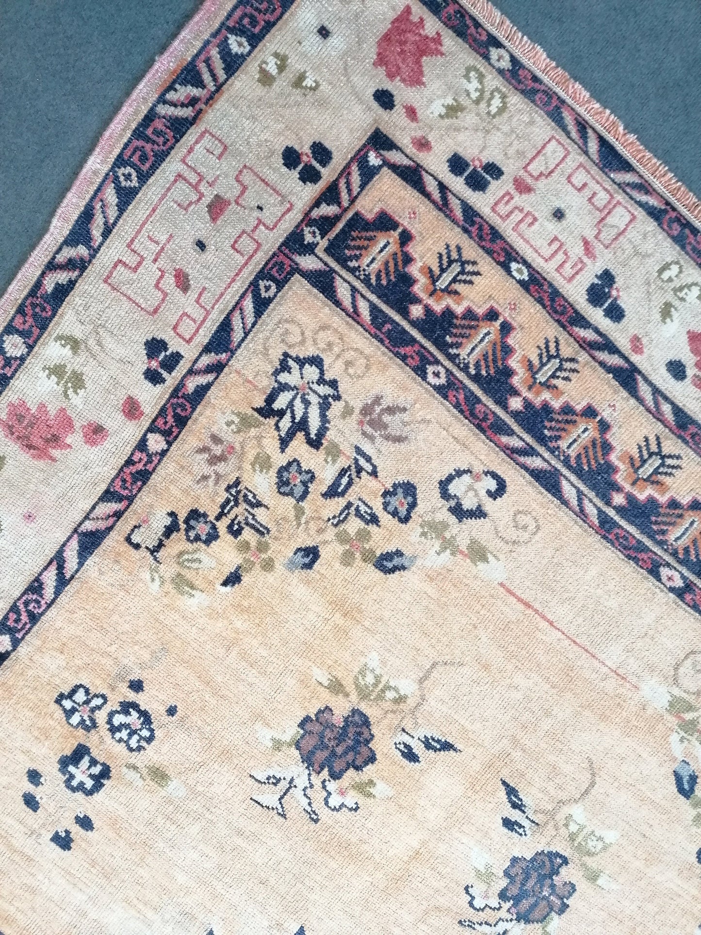 Oushak turkish wool rug 5'3x8'8 vintage handmade rug, large living room rug