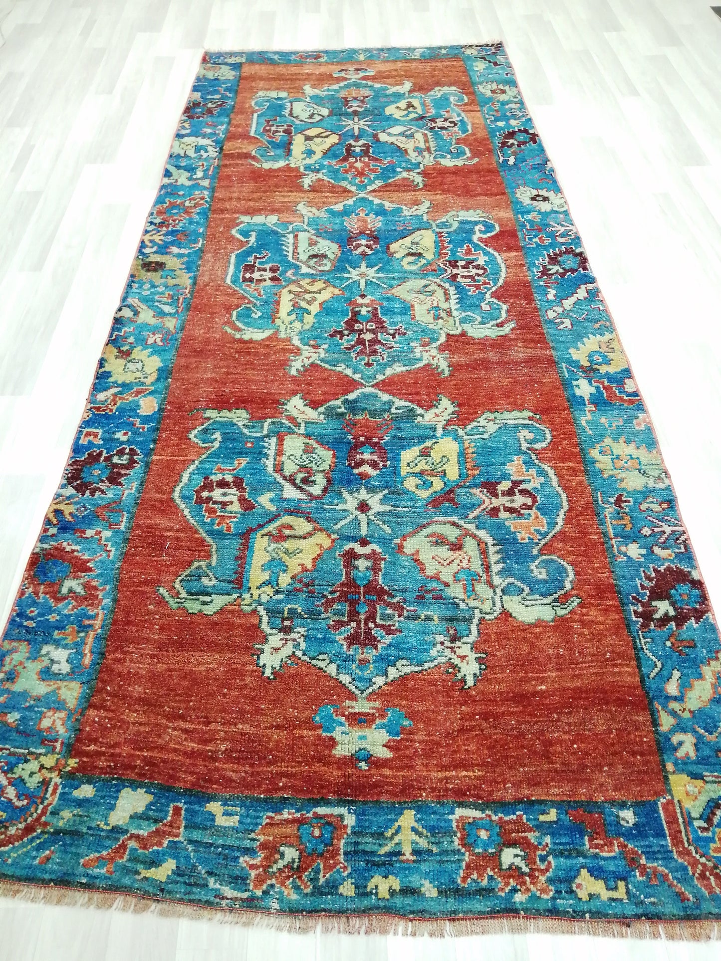4x10 OLD Oushak Runner Rug Turkish Runner Rug Vintage Runner Rug Hallway Runner Rug Kitchen Runner Rug Wool Runner Rug Wool Oushak Rug