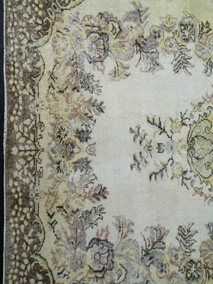 Vintage OUSHAK RUG 6.2 x 9.3 TURKISH Rug Vintage Oushak Runner Rug Vintage Persian Rug Wool Oriental Rug Hand Made Rugs Muted Oriental rug