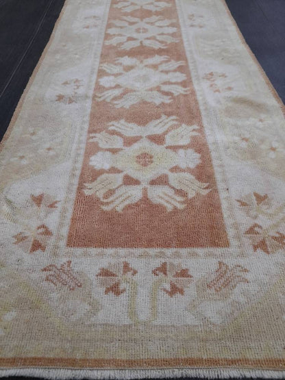 Vintage Runner Rug Hallway Runner Rug Muted 2.4 x 10 Kitchen Runner Rug Muted Wool Runner Rug Oushak Runner Rug Turkish Rug Runner