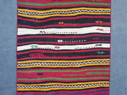 5'10x2 flat woven rugs, hand made flatweave rug, oushak rug, rustic rug, bohemian rug, rug runner, turkish rug, farmhouse rug, vintage rug