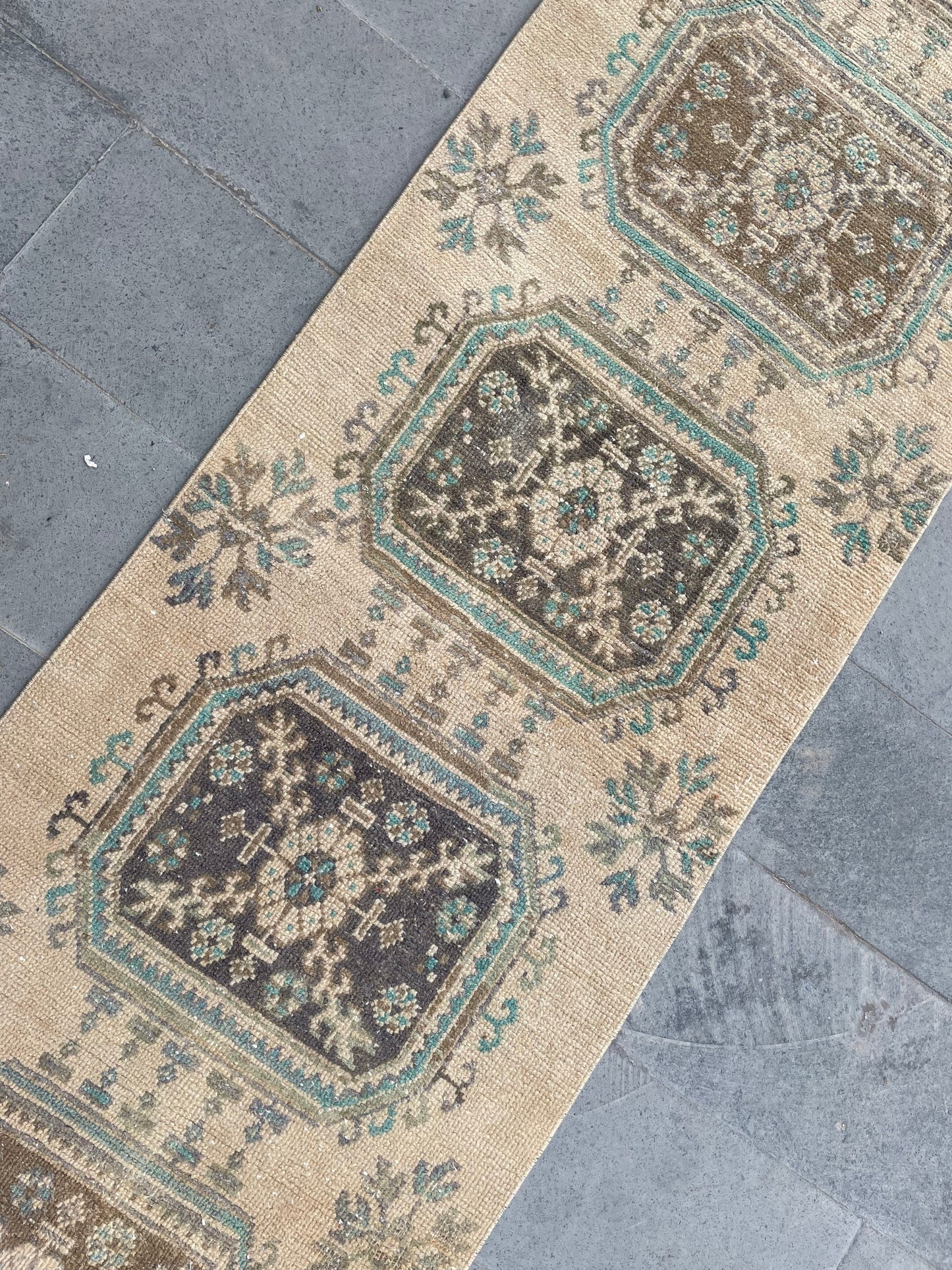 Muted Hand Knotted Extra Long Turkish Runner Very Long Stairs Runner Rug 2.8 x 20.7 Vintage Runner Rug XL Oriental Runner Staircase Runner