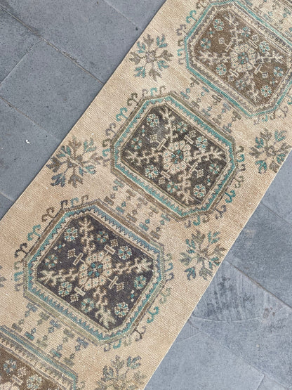 Muted Hand Knotted Extra Long Turkish Runner Very Long Stairs Runner Rug 2.8 x 20.7 Vintage Runner Rug XL Oriental Runner Staircase Runner