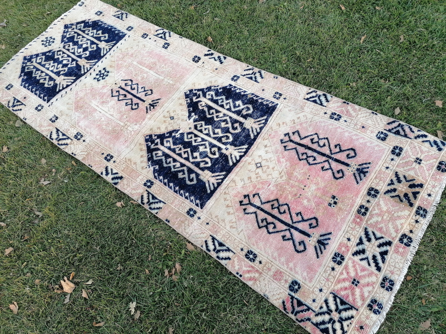 Oushak vintage rug vintage hand made rug 3'2x8'2 living room rug, area rug