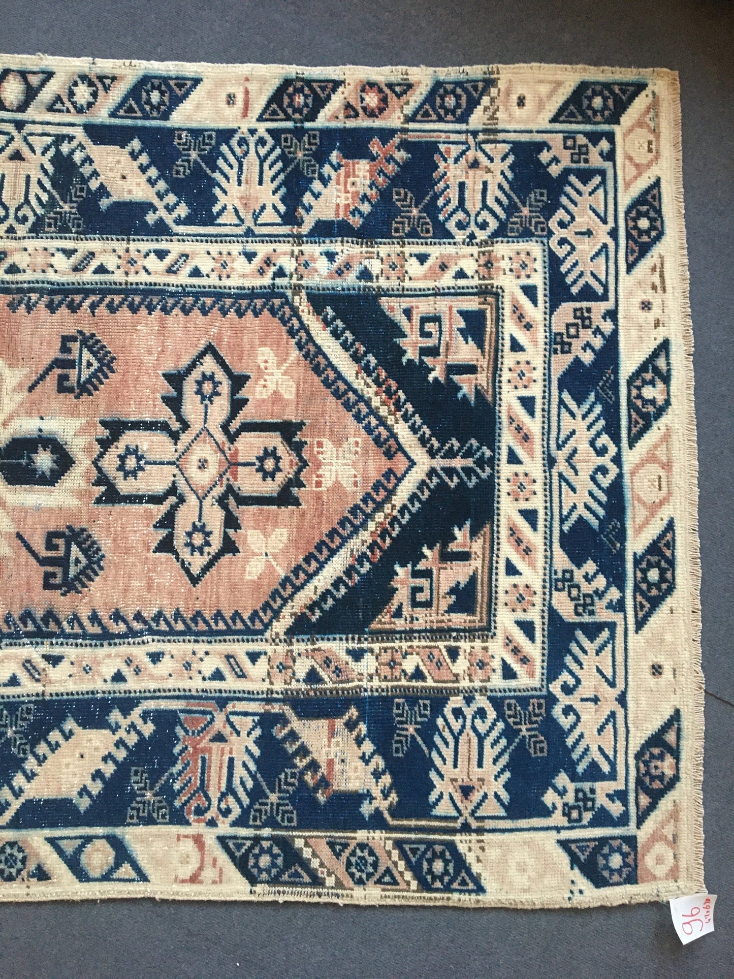 4x7 feet turkish large bedroom rug, handmade blue muted living room floor rug, vintage bathroom area rug, bohemian persian motif wool rugs