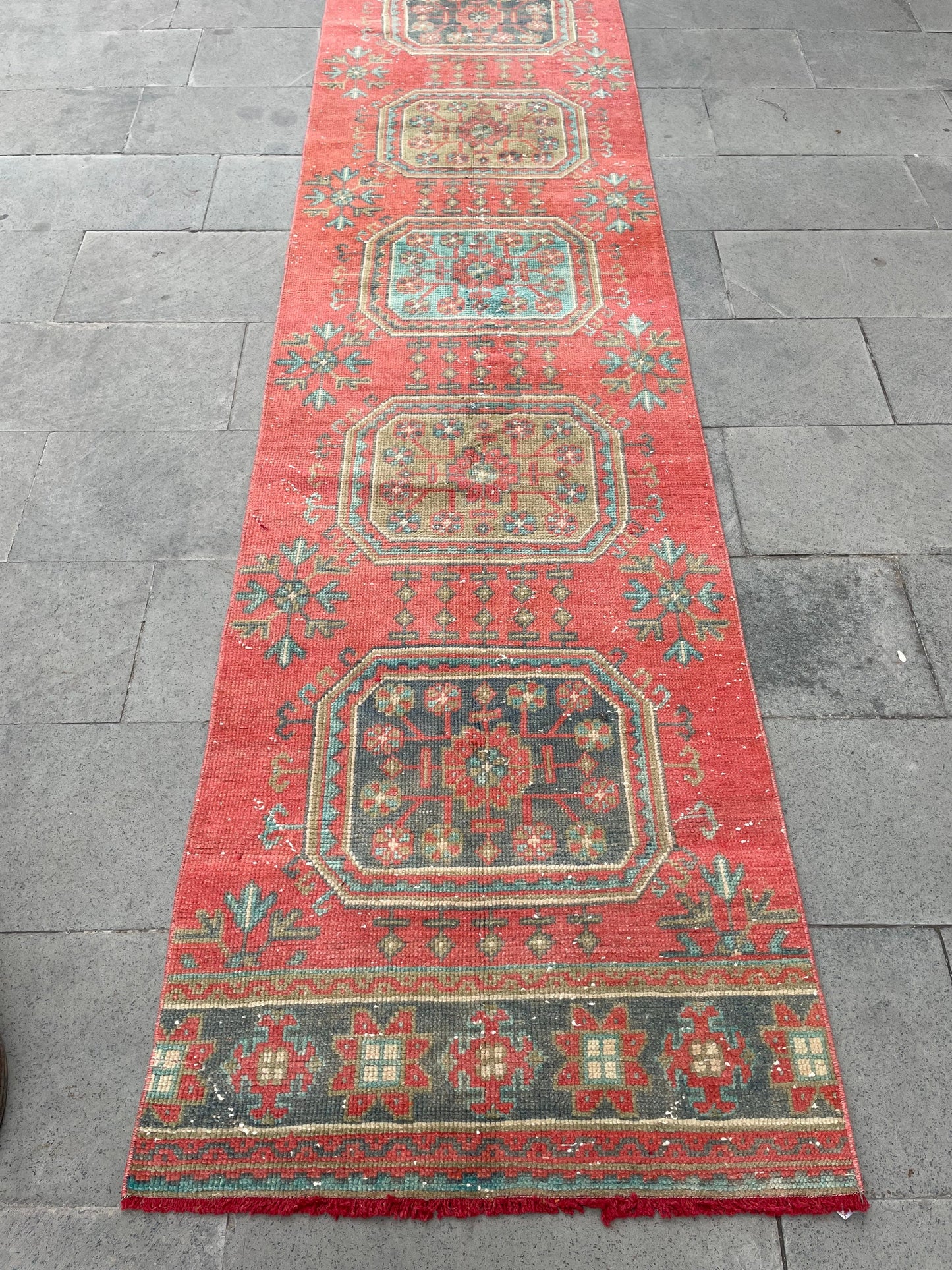 Extra Long Turkish Runner Very Long Oushak Runner Rug 2.6 x 20.5 Vintage Stair Runner Rug XL Oriental Runner Rug Staircase Red Runner