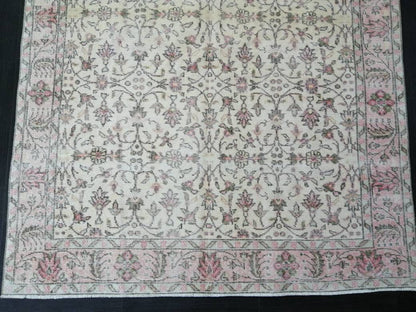 Large TURKISH Rug 4.9 x 9.7 Vintage Oushak Runner Rug Vintage Runner Rug Wool Oriental Rug Hand Made Rugs Floral Rug