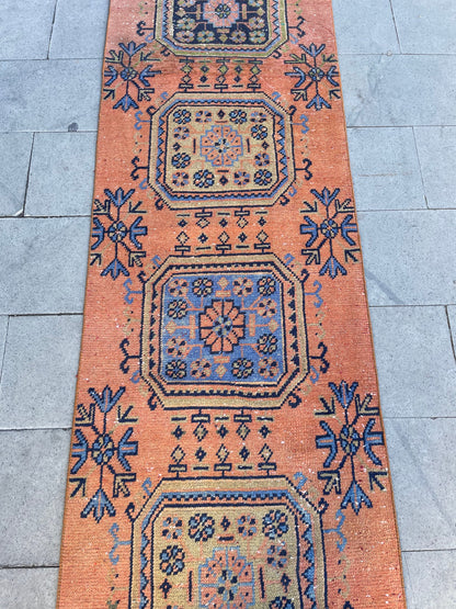 XL Long Handmade Runner Rug 2.6 x 19.7 Long TURKISH Runner Rug Vintage Runner Rug Oriental Runner Rug Staircase Runner Hand Knotted Runner