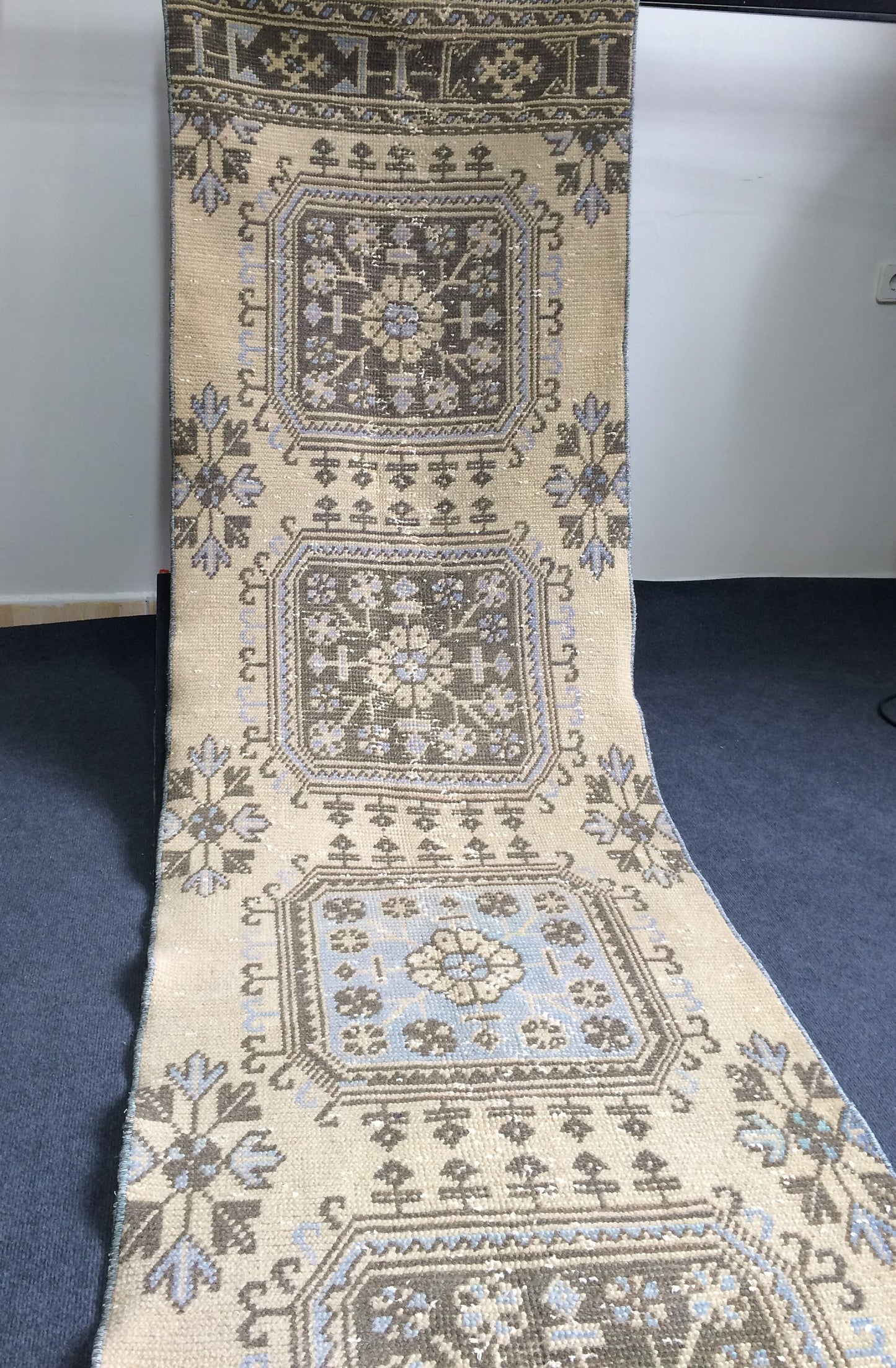 12 X 2.7 FT Oushak Runner Turkish Runner Rug Vintage Runner Rug Hallway Runner Rug Turkish Rug Runner Wool Runner Rug Wool Oushak Rug