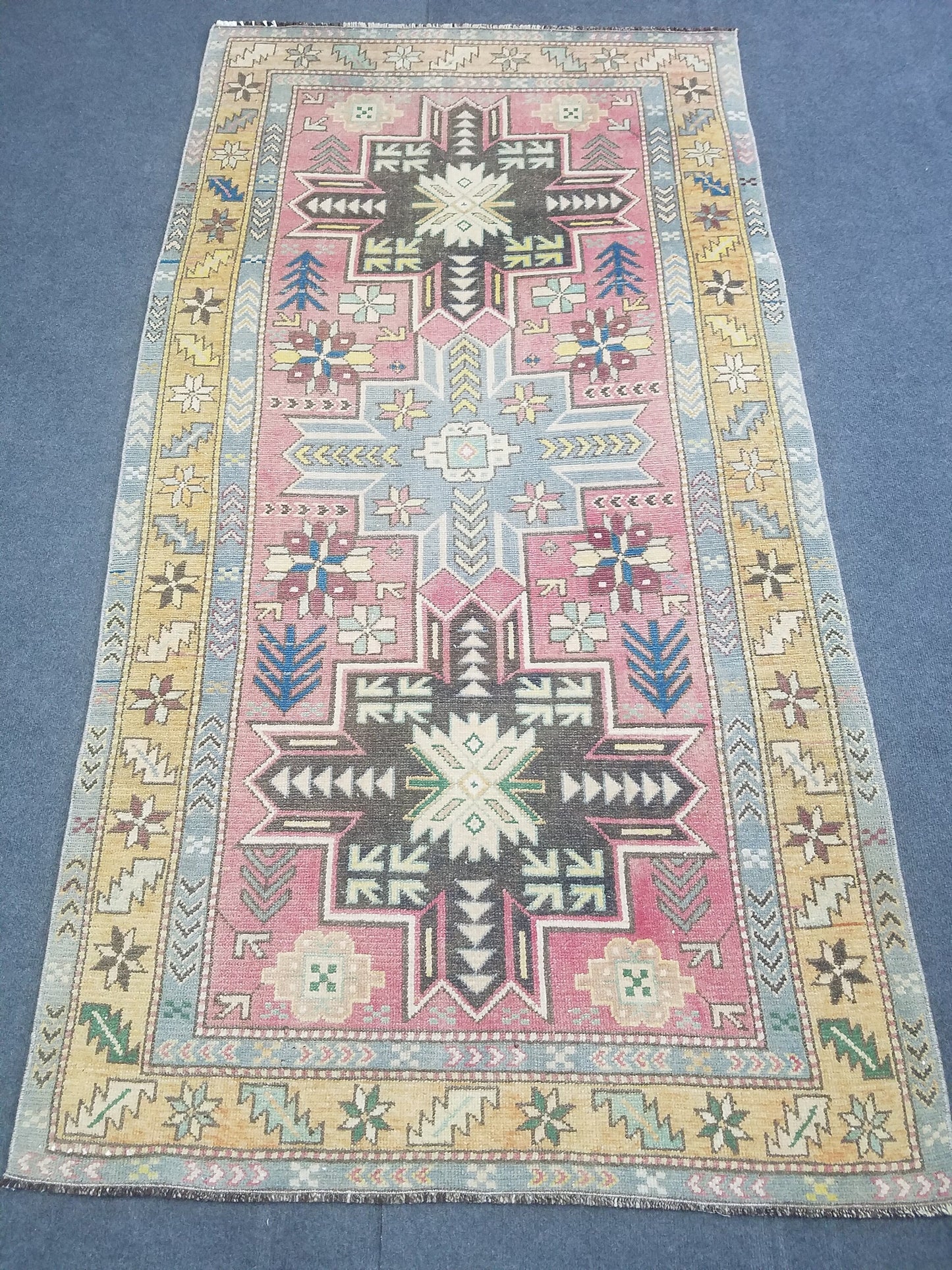 Oushak wool rug, turkish rug vintage rug 3'9x6'3 vintage oushak, rug unique hand made rug kitchen rug bohemian rug