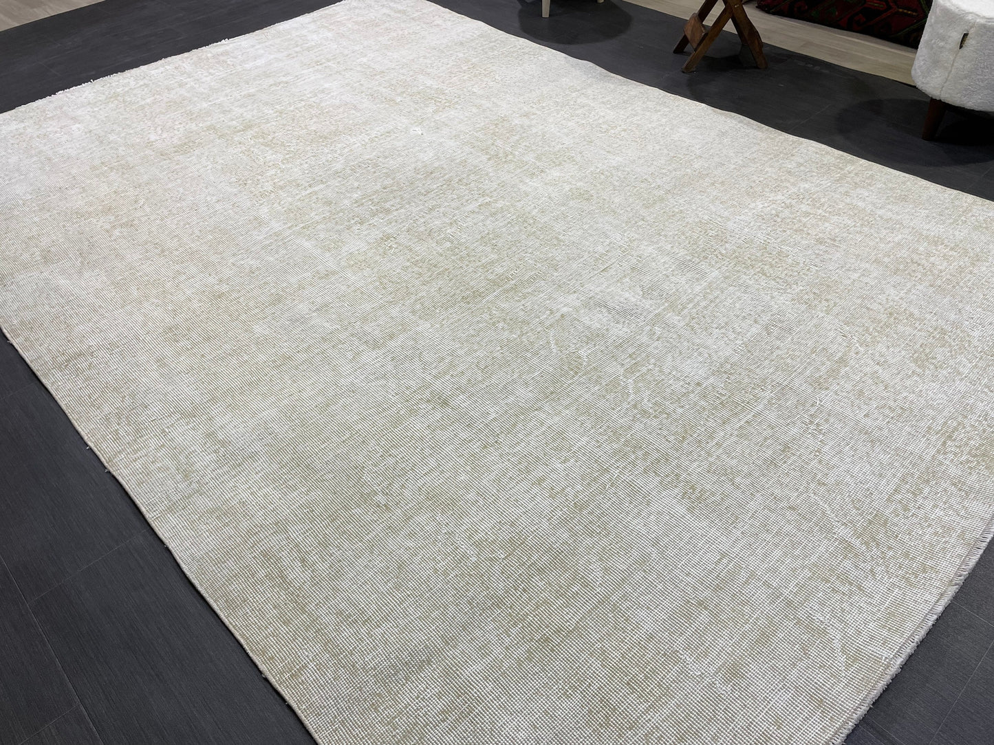 Neutral RUG, TURKISH Rug 6.4 x 9.4, Vintage Rug, Natural Wool Oushak Rug, Handmade Persian Rugs Vintage Plain Rug Neutral Oriental