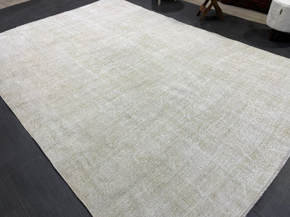 Neutral RUG, TURKISH Rug 6.4 x 9.4, Vintage Rug, Natural Wool Oushak Rug, Handmade Persian Rugs Vintage Plain Rug Neutral Oriental