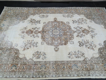 Vintage Rugs TURKISH HAND MADE Rugs   Vintage Turkish Rugs   Orienta Rug 7 x 10.4 Traditional Rug,  Vintage Persian Rug, Wool Rug