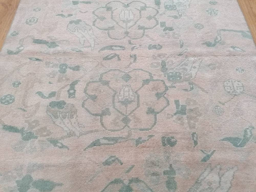 Vintage rug, green oushak rug  4'6x7'2 living room rug