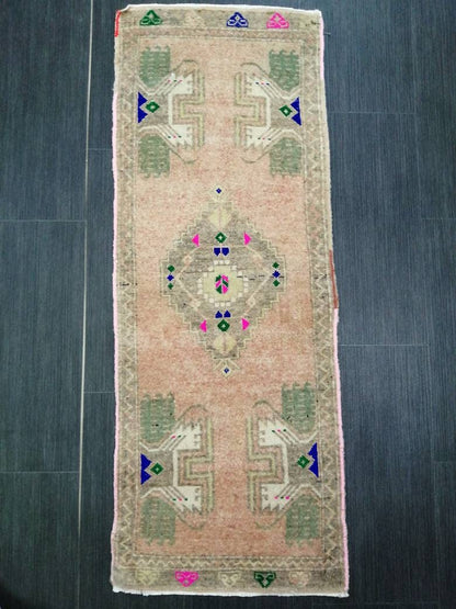 Turkish Rug Mini Rug Bathrooms Rug Vanity Rug Powder Room Rug Oushak Rug Persian Handmade Rug Oriental Vintage Rug