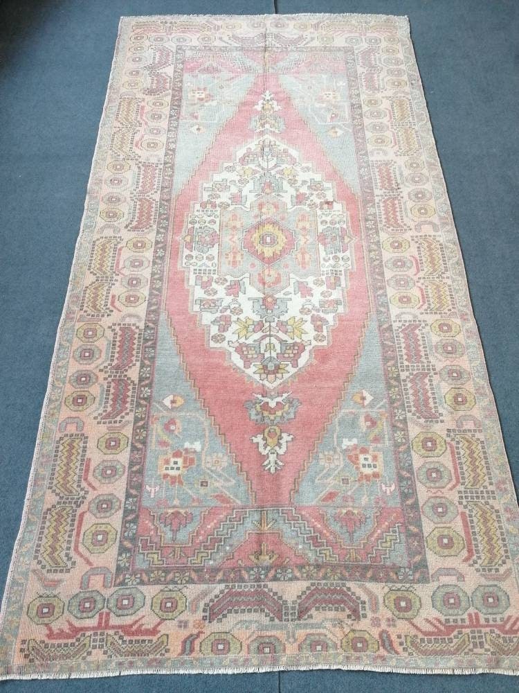 Pastel vintage wool rug oushak hand made rug 4'7x9 bohemian rug,area rug