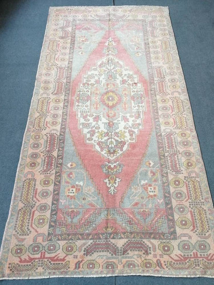 Pastel vintage wool rug oushak hand made rug 4'7x9 bohemian rug,area rug