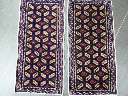Twin Vintage Rug Mini Rug Navy Oushak Rug Small Area Rug Pair Turkish Rug Hand Made Rug A Pair Small Rug Twin Oriental Rug