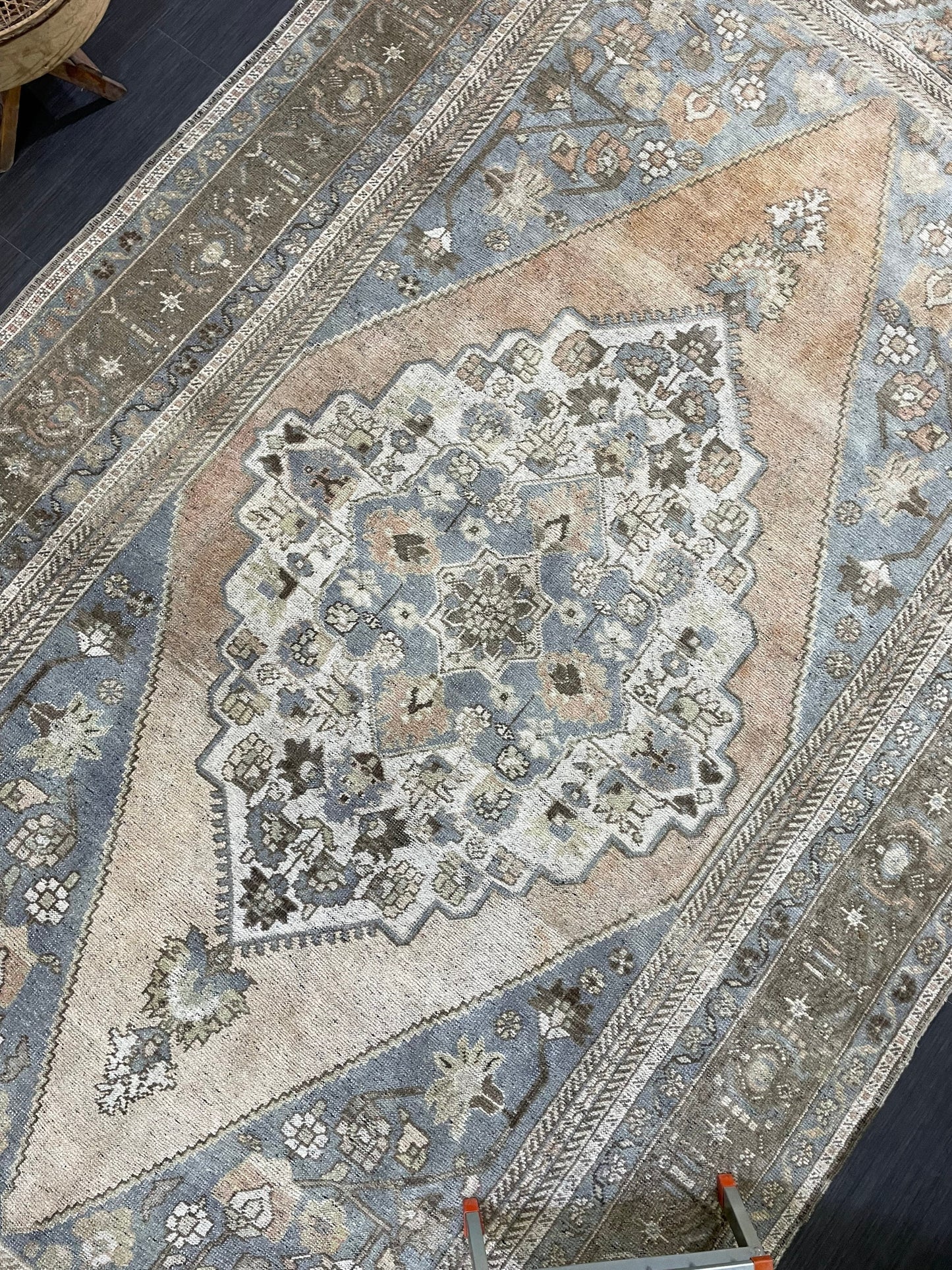 Wool TURKISH Rug, Muted Handmade 6.7 x 12.5 Rug, Hand Knotted Rug, Oushak Rug, Vintage Oriental Rug, Muted Persian Rug, Anatolian Rug