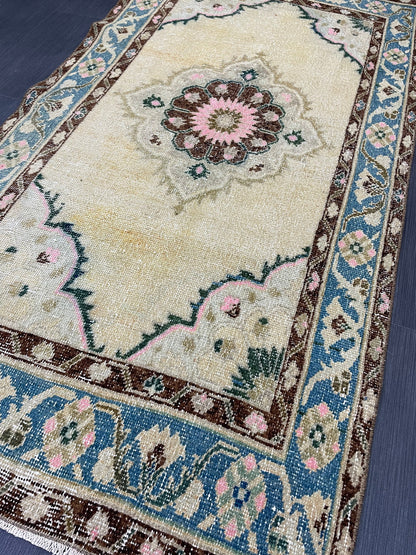 Handmade Oushak 3.5 x 6.7 Rug Handmade Rug Turkish Rug Hand Knotted Rug Muted Turkish Rug, Farmhouse Rug, Vintage Rug, Wool rug