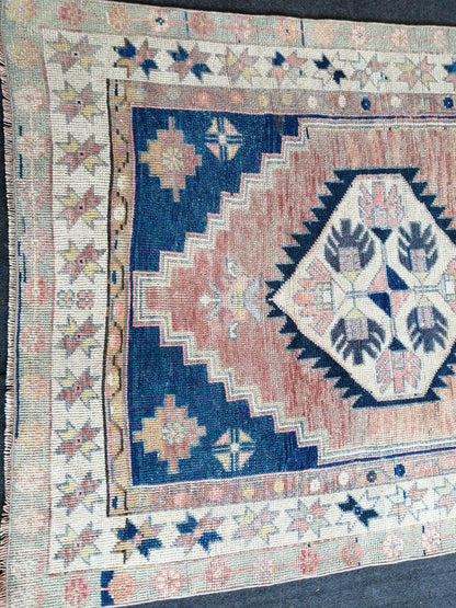 7.5 X 4 TURKISH Rug, wool Oushak Rug, Rustic Oushak Rug, Boho Rug, Vintage Turkish Rugs, Farmhouse Rug, Vintage Rug, Oushak Rug, Wool rug