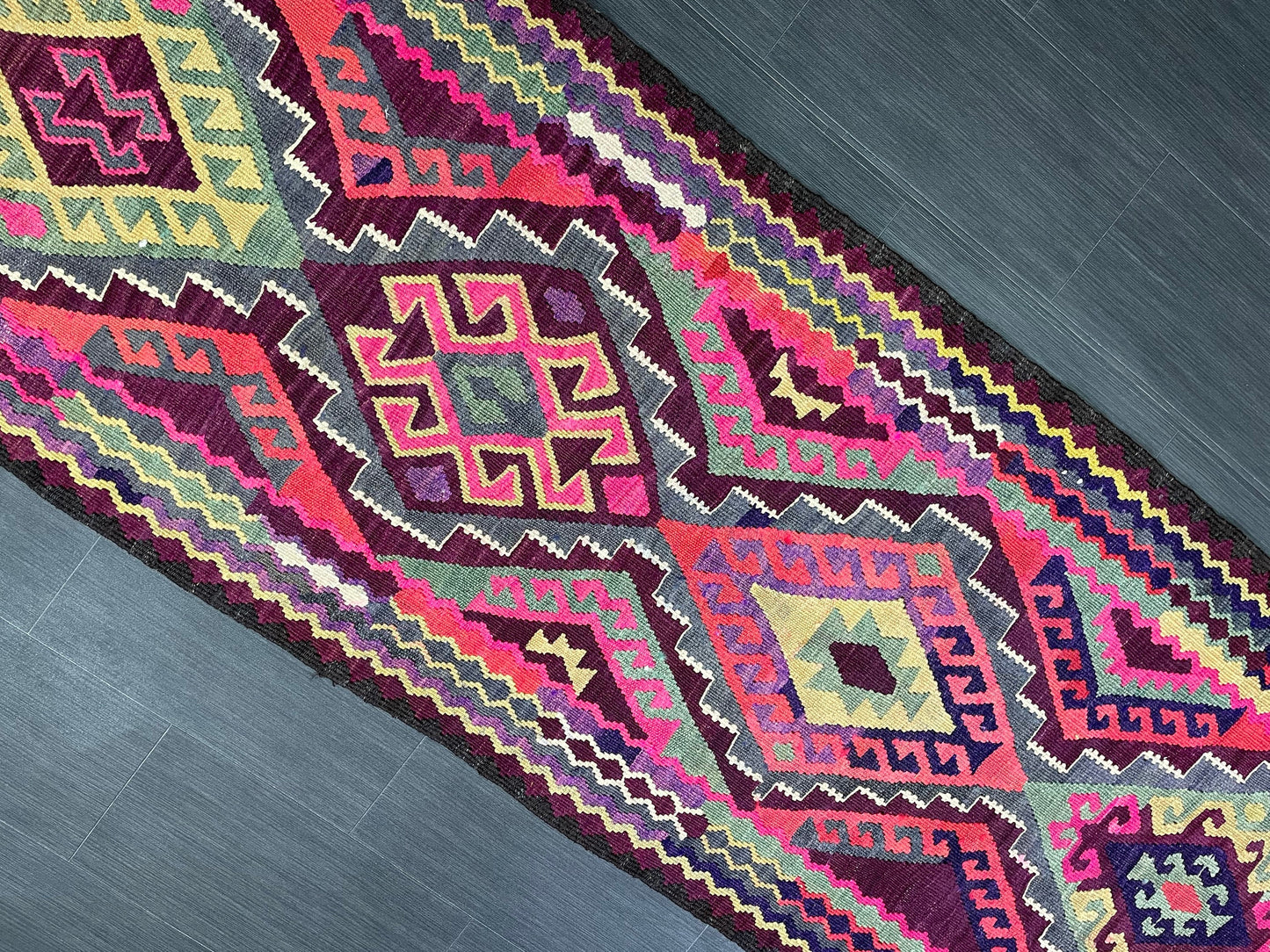 Vintage Runner rug 3 x 13 Handmade Flat woven Runner Kilim Runner Rug Oriental Runner Vintage Turkish Runner Flat weave Rug Wool Carpet Rug