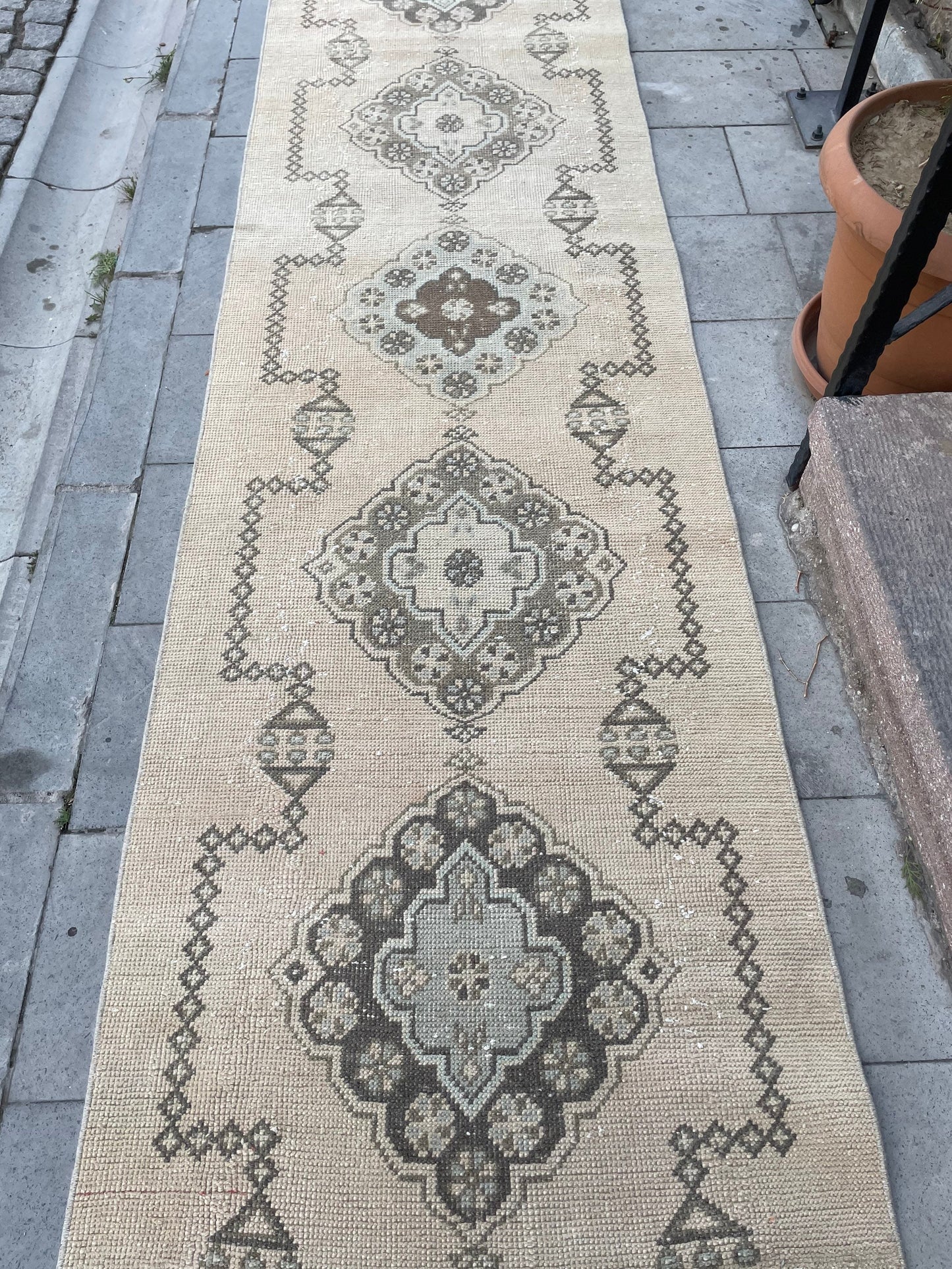 Muted Long Runner Rug 2.7 x 18.6 Long TURKISH Runner Rug Long Vintage Runner Rug Extra Long Runner Rug Staircase Runner Hand Knotted Runner
