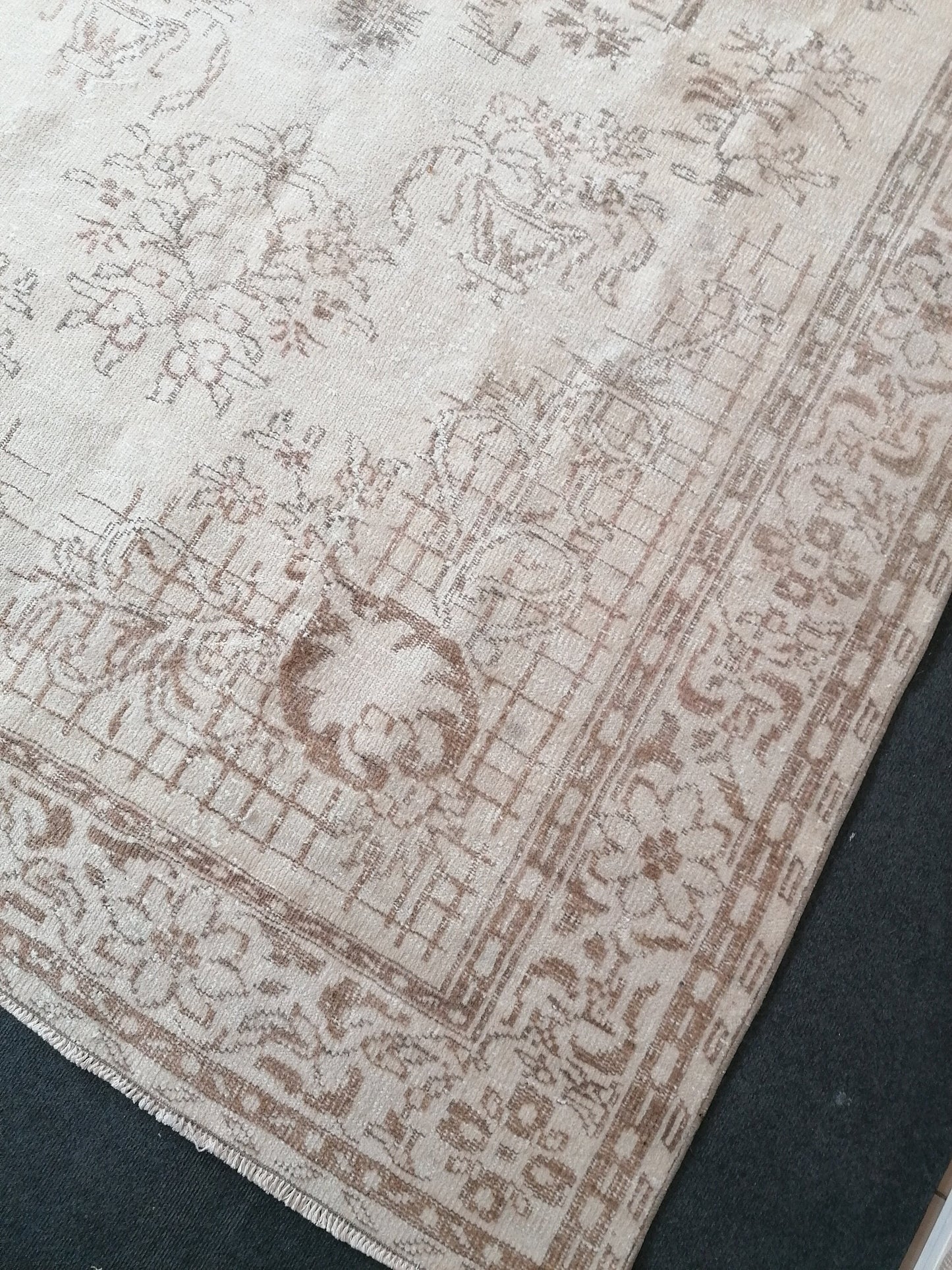 Natural oushak rug 6x10'2 large muted turkish rug, pastel vintage rug, hand made wool oushak rug, living room rug, bohemian rug