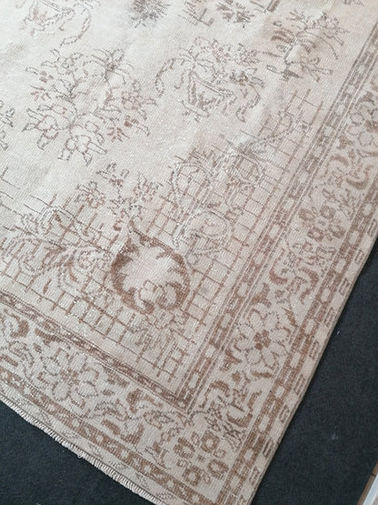 Natural oushak rug 6x10'2 large muted turkish rug, pastel vintage rug, hand made wool oushak rug, living room rug, bohemian rug