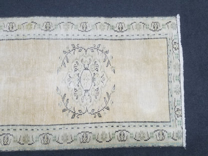 Distressed vintage runner rug, 2'6x5'10 oushak wool runner rug, rustic handmade rug, hand knotted runner rug,